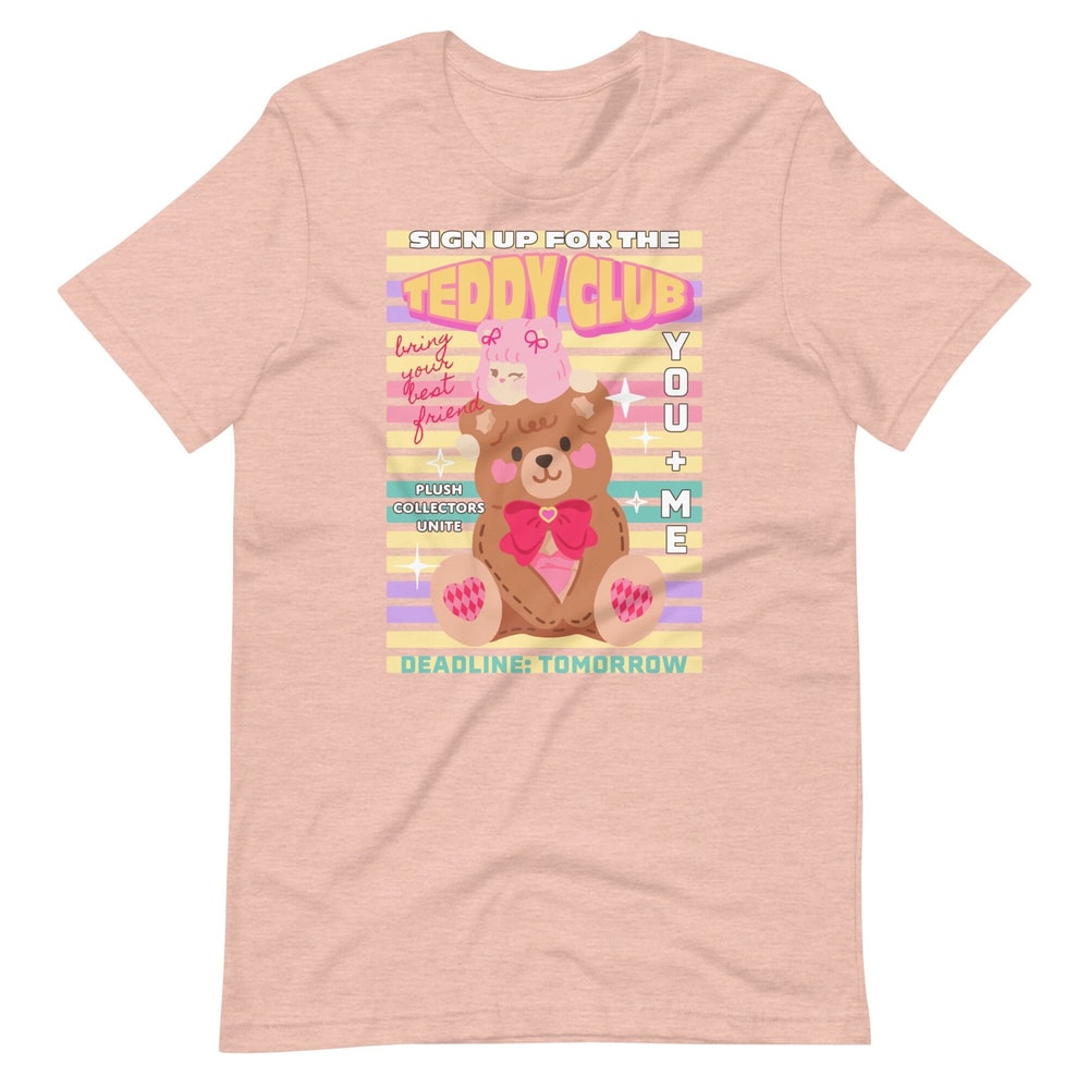 Teddy Club graphic Unisex t-shirt Kawaii cute teddy bear illustration, KPOP anime harajuku highteen fashion, vintage kidcore aesthetic - 2.jpg
