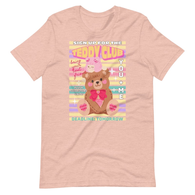Teddy Club graphic Unisex t-shirt Kawaii cute teddy bear illustration, KPOP anime harajuku highteen fashion, vintage kidcore aesthetic - 2.jpg