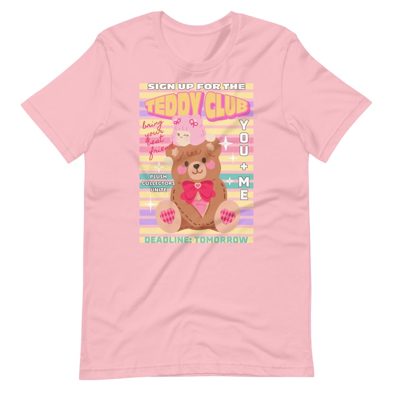 Teddy Club graphic Unisex t-shirt Kawaii cute teddy bear illustration, KPOP anime harajuku highteen fashion, vintage kidcore aesthetic - 4.jpg
