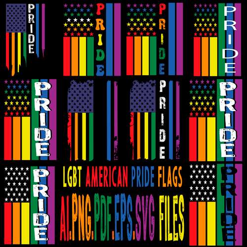 LGBT 10 AMERICAN PRIDE FLAG Vector Digital file Ai,PDF,PDF,SVG,PNG files Sublimation Digital Vector File