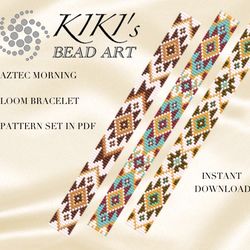 Aztec morning ethnic inspired Loom bracelet pattern, LOOM pattern set for bracelet in PDF - instant download