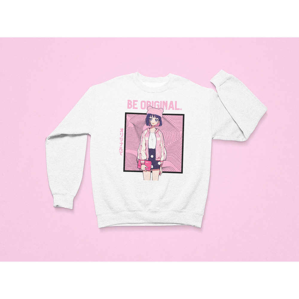 Be Original Sweatshirt Cute T-Shirt, Kawaii Sweatshirt, Cute Gift, Pink Sweatshirt, Aesthetic T-Shirt, Anime Sweatshirt, Kawaii Clothing - 3.jpg