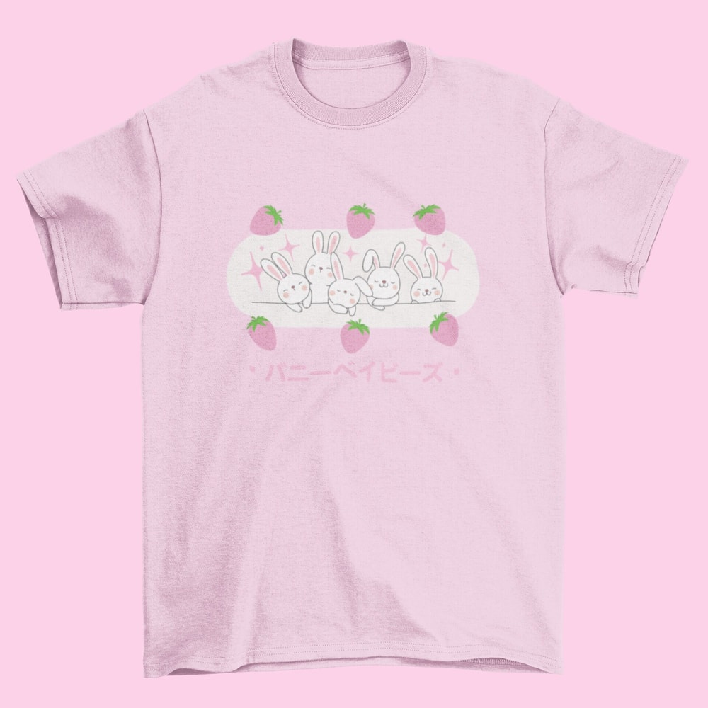 Bunny Babies T-Shirt Cute T-Shirt, Kawaii T-Shirt, Cute Gift, Pink T-Shirt, Aesthetic T-Shirt, Anime T-Shirt, Kawaii Clothing - 1.jpg
