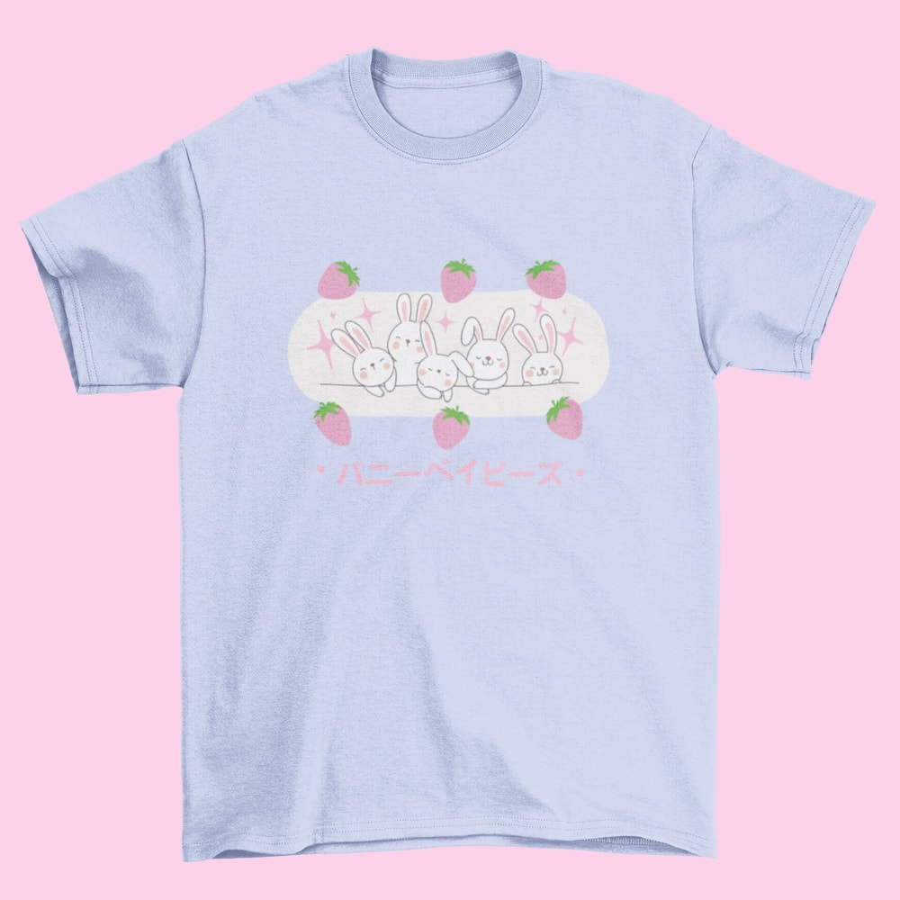 Bunny Babies T-Shirt Cute T-Shirt, Kawaii T-Shirt, Cute Gift, Pink T-Shirt, Aesthetic T-Shirt, Anime T-Shirt, Kawaii Clothing - 3.jpg