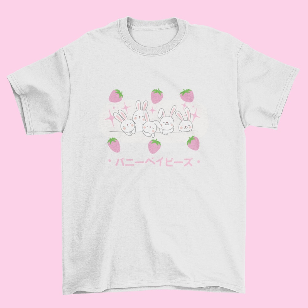 Bunny Babies T-Shirt Cute T-Shirt, Kawaii T-Shirt, Cute Gift, Pink T-Shirt, Aesthetic T-Shirt, Anime T-Shirt, Kawaii Clothing - 4.jpg