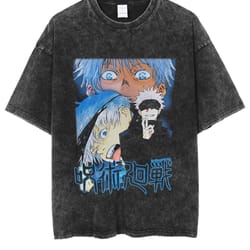 jujut5u ka1sen g0j0 sat0ru japanese streetwear oversized graphic tee shirt