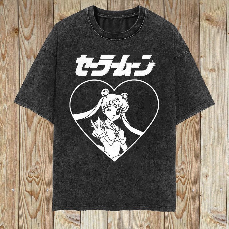 Sailor Moon Vintage Washed T-shirt, Anime Manga Graphic Tee Gift For Women, Retro 90's Unisex Shirt Gift - 1.jpg