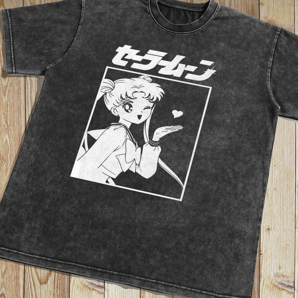 Sailor Moon Vintage Washed T-shirt, Anime Manga Graphic Tee Gift For Women, Retro 90's Unisex Shirt Gift - 2.jpg