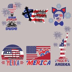 Girl 4th of July SVG Bundle, July 4th SVG, Fourth of July svg, America svg, USA Flag svg, Patriotic Digital Download