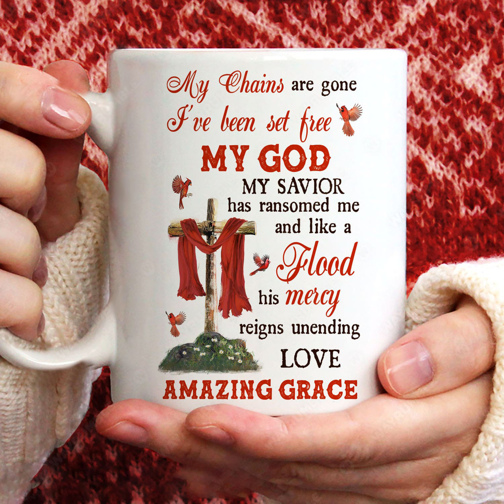 Cardinal, Cross, Amazing grace - My God, my savior has ransomed me Jesus AOP Mug_2256.jpg