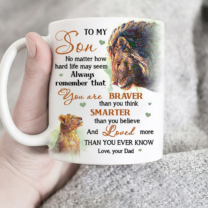 Dad to son, Lion king and his cub, You are loved more than you ever know - Family White Mug_4184.jpg