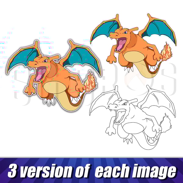 Charizard Pokemon pack, svg and png formats, vector char | Inspire Uplift