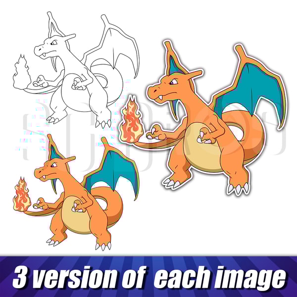Charizard Pokemon pack, svg and png formats, vector char | Inspire Uplift