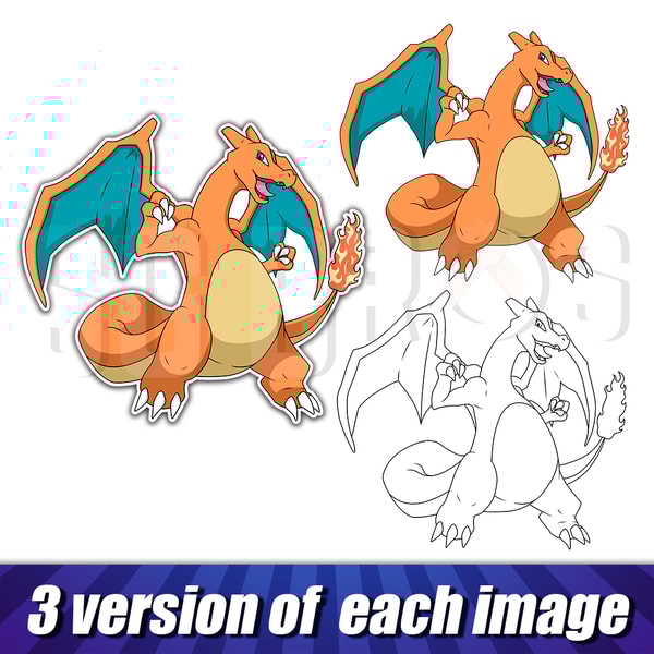 Charizard Pokemon pack, svg and png formats, vector char | Inspire Uplift