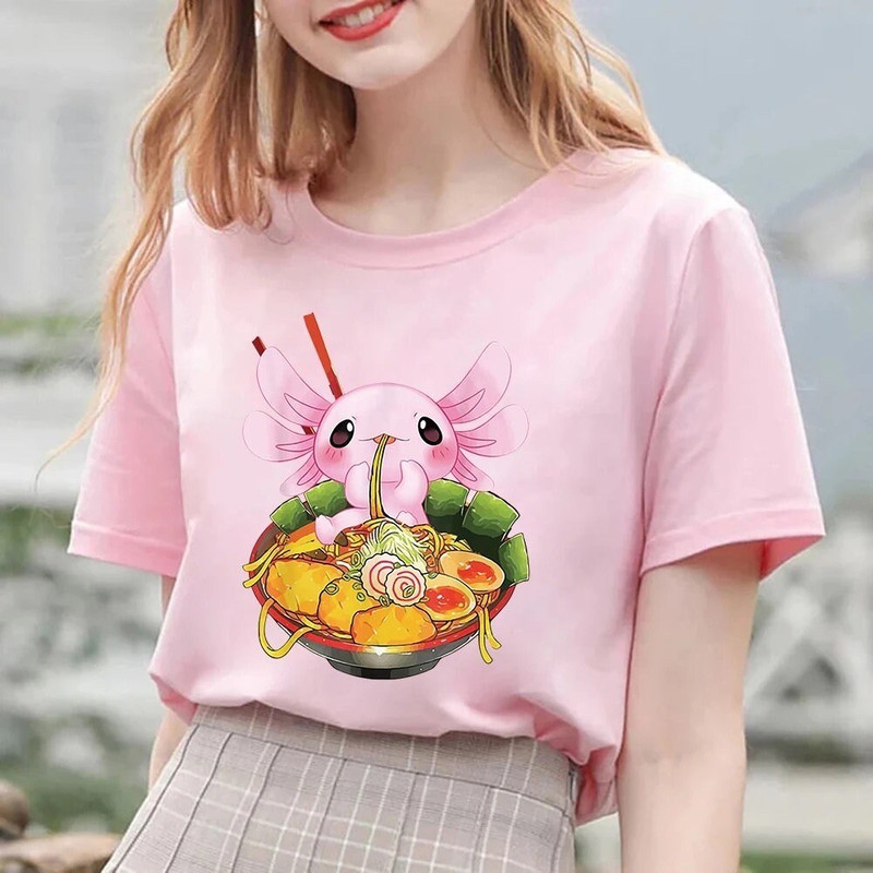 Sushi lovers Axolotl T shirt Axolotl eat ramen Tshirt Relax style shirt Anime look Adults shirts Couple gift Axolotl tees - 6.jpg