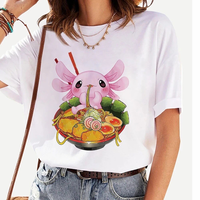 Sushi lovers Axolotl T shirt Axolotl eat ramen Tshirt Relax style shirt Anime look Adults shirts Couple gift Axolotl tees - 7.jpg