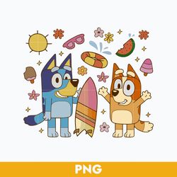 Bluey and Bingo Hello Summer Png, Bluey Vaction Png, Bluey Png, Cartoon Png File