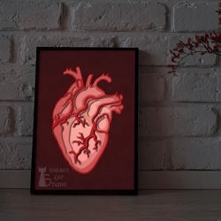 Anatomical Heart - Light box template (Digital SVG PDF) | DIY | Handmade | 3D Papercraft