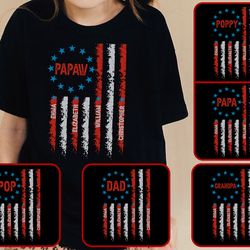 personalized 4th of july grandpa png bundle, patriotic grandpa with kid names png, american flag png, digital download