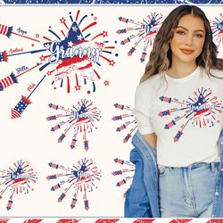custom america star nana/gigi/ granny gift shirt png bundle, fourth of july star png, custom kid name fourth of july png