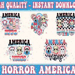 5 horror movie fourth of july png, bundle, america killing it since 1776 png, horror independence day png, america freed