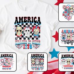 5 horror 4th of july png bundle, independence day killer mugshot png bundle, funny patriotic png png, freedom ghostface