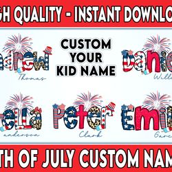 personalized fourth of july kids shirt design bundle, 4th of july kids shirt png, patriotic name toddler png, digital do