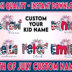 customize fourth of july kids shirt design bundle, 4th of july kids shirt png, patriotic name toddler png, instant downl