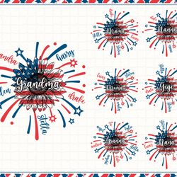 custom america nana/gigi/ abuela png bundle, fourth of july sunflower png, custom kid name 4th of july png, digital down