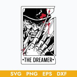 the dreamer horror tarot cards svg, freddy krueger card svg, halloween horror svg, png dxf eps digital file