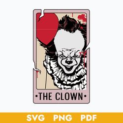 the clown horror cards svg, horror tarot cards svg, halloween horror svg, png pdf digital file