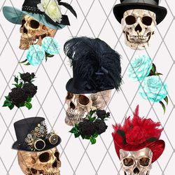 skull png bundle skull clipart skull t-shirt design skull sublimation design digital download instant download