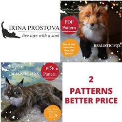 lynx and fox sewing pattern plush toy | instruction how to sew | stuffed animal sewing tutorial