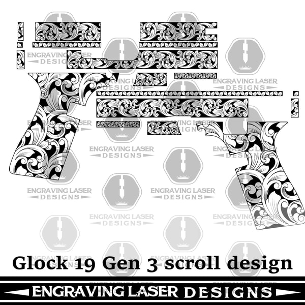 Engraving Laser Designs 19 Glock gen 3 Scroll Design | Inspire Uplift