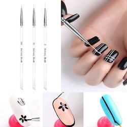 3 pcs nail art tool set - nail art pen, dotting uv gel tool, and liner brush set clear