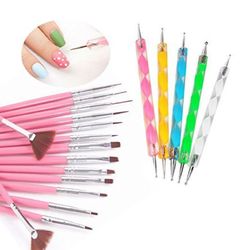 20pcs Nail Art Design Tools Nail Art Painting Brushes Kit With Dotting Pen Tool