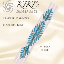 Loom bracelet pattern Silverblue arrows, ethnic inspired Bead LOOM bracelet pattern in PDF - instant download