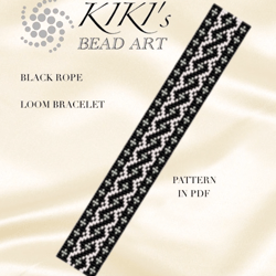 Black rope geometric LOOM bracelet pattern, bead loom pattern design in PDF instant download