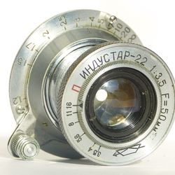 Industar-22 red P 3.5/50 USSR collapsible lens KMZ M39 mount