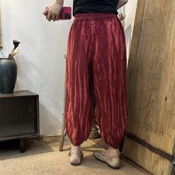 retro all-match linen blended distressed and dyed fashion casual pants