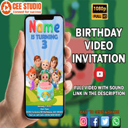 Coco melon Invitation, Coco melon Birthday, Coco melon Brithday Invitation, Coco melon Video Invite, Coco melon Animated