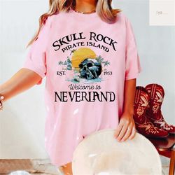disney peter pan, welcome to neverland shirt, vintage skull rock pirate island 1953, disney movie shirt, disney family v