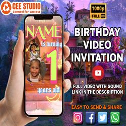encanto birthday party video invitation, encanto animated invite video, madrigal digital custom invite, birthday