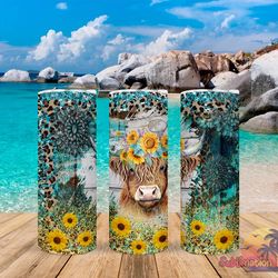 country highland cow & sunflowers tumbler,country highland cow & sunflowers skinny tumbler,awareness tumbler