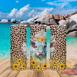 Cow Leopard Print With Sunflowers Tumbler,Cow Leopard Print With Sunflowers Skinny Tumbler,Awareness Tumbler