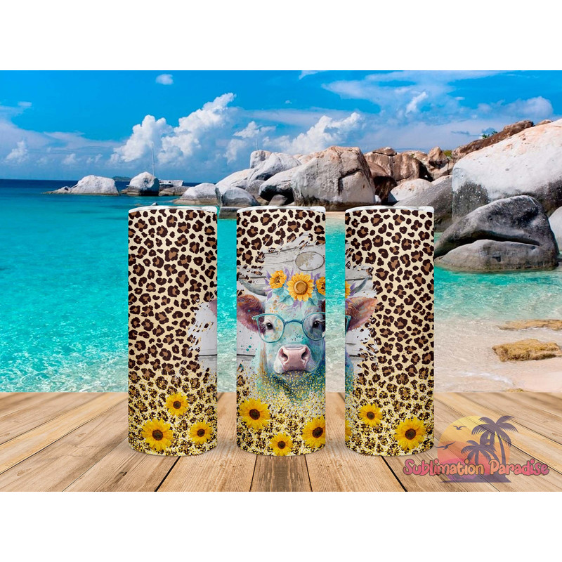 Cow Leopard Print With Sunflowers Tumbler,Cow Leopard Print With Sunflowers Skinny Tumbler,Awareness Tumbler.png