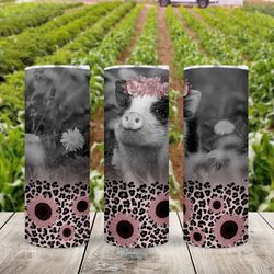 cute pig & sunflowers tumbler,cute pig & sunflowers skinny tumbler,awareness tumbler