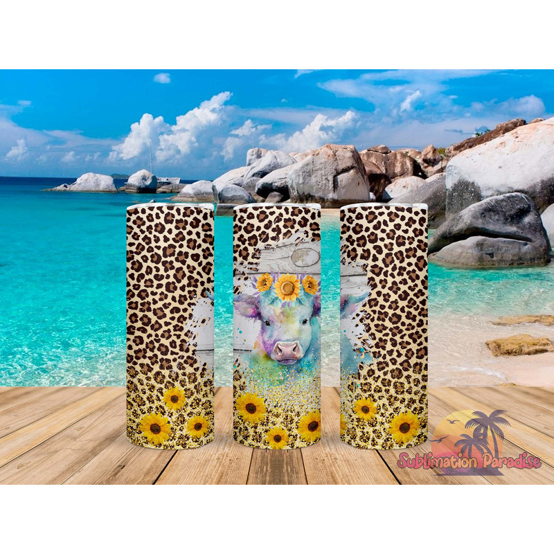 Cute Watercolor Cow with Sunflowers Tumbler,Cute Watercolor Cow with Sunflowers Skinny Tumbler,Awareness Tumbler.png