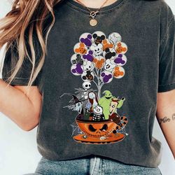 disney nightmare before christmas tea cup balloon shirt, jack and sally oogie boogie tee, disneyland halloween party fa