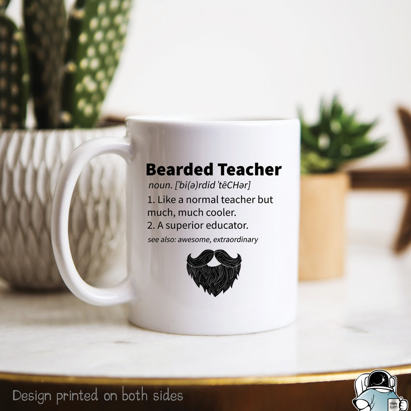Bearded Teacher Mug Teacher Gift Gifts For Teacher • Teacher Appreciation Gift Funny Teacher Shirt • Beard Mug Male Teacher Gift - 1.jpg
